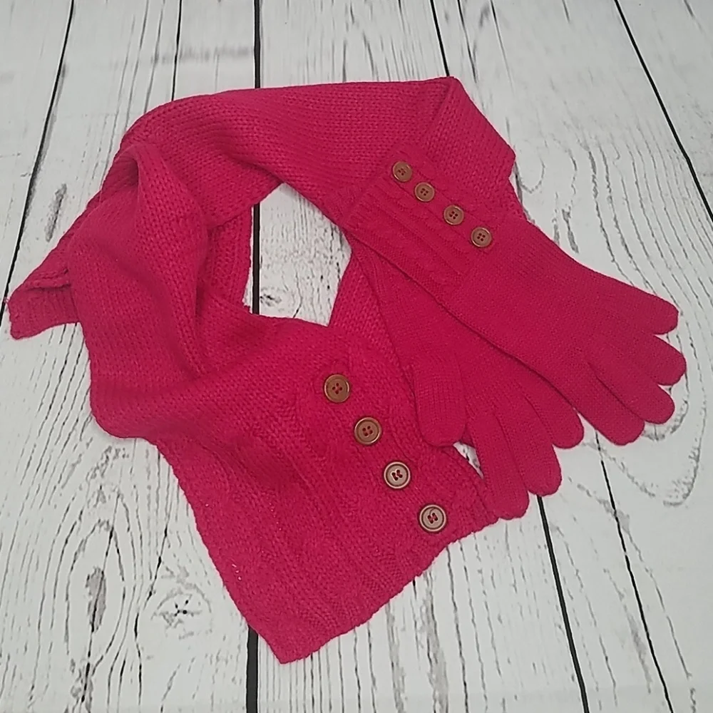 💜-PINK SCARF SET